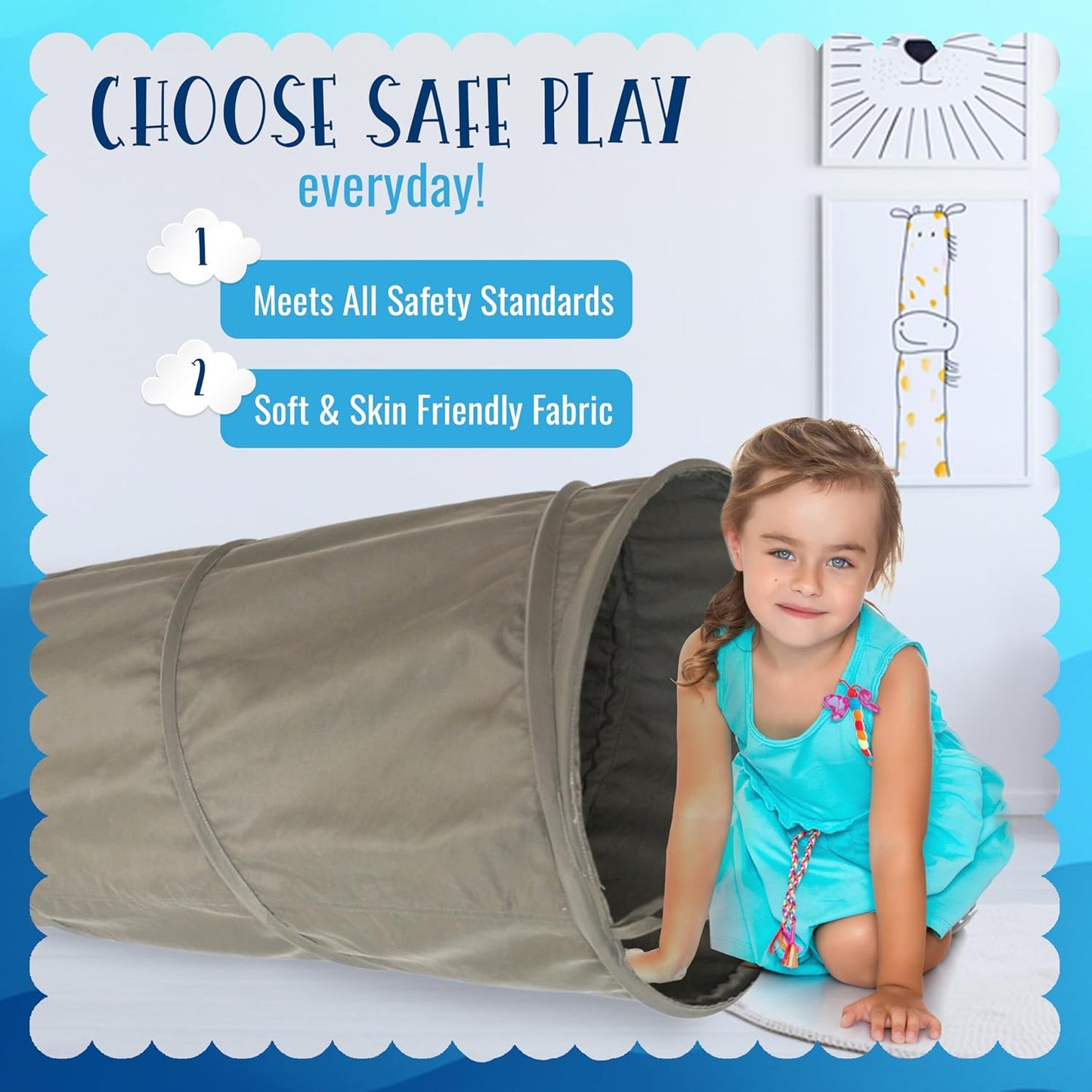 River & Aria Co Baby Play Tunnel - 6ft Indoor & Outdoor Pop Up Play Tunnel for Toddlers 2-6 - Interactive Hide-and-Seek Crawling Tunnels for Children (Green Tunnel)