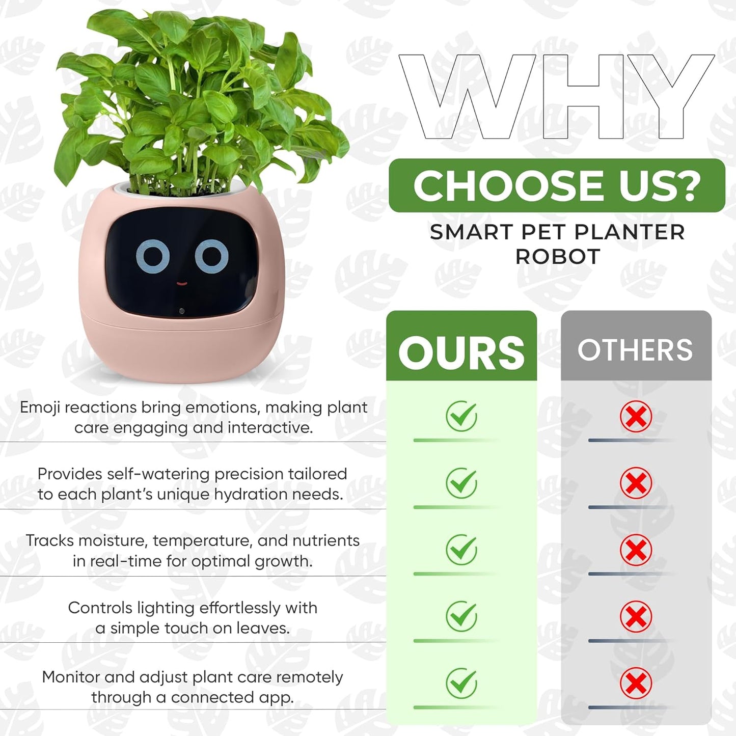 Interactive Plant Pot – Smart Planter, AI Pet Plantagotchi, tamagotchi, Leafypod and Plantiboy, Robot Flower with Feelings, Electric Maceta, Indoor Flowerpot with Water, Digital Gifts (Pink)