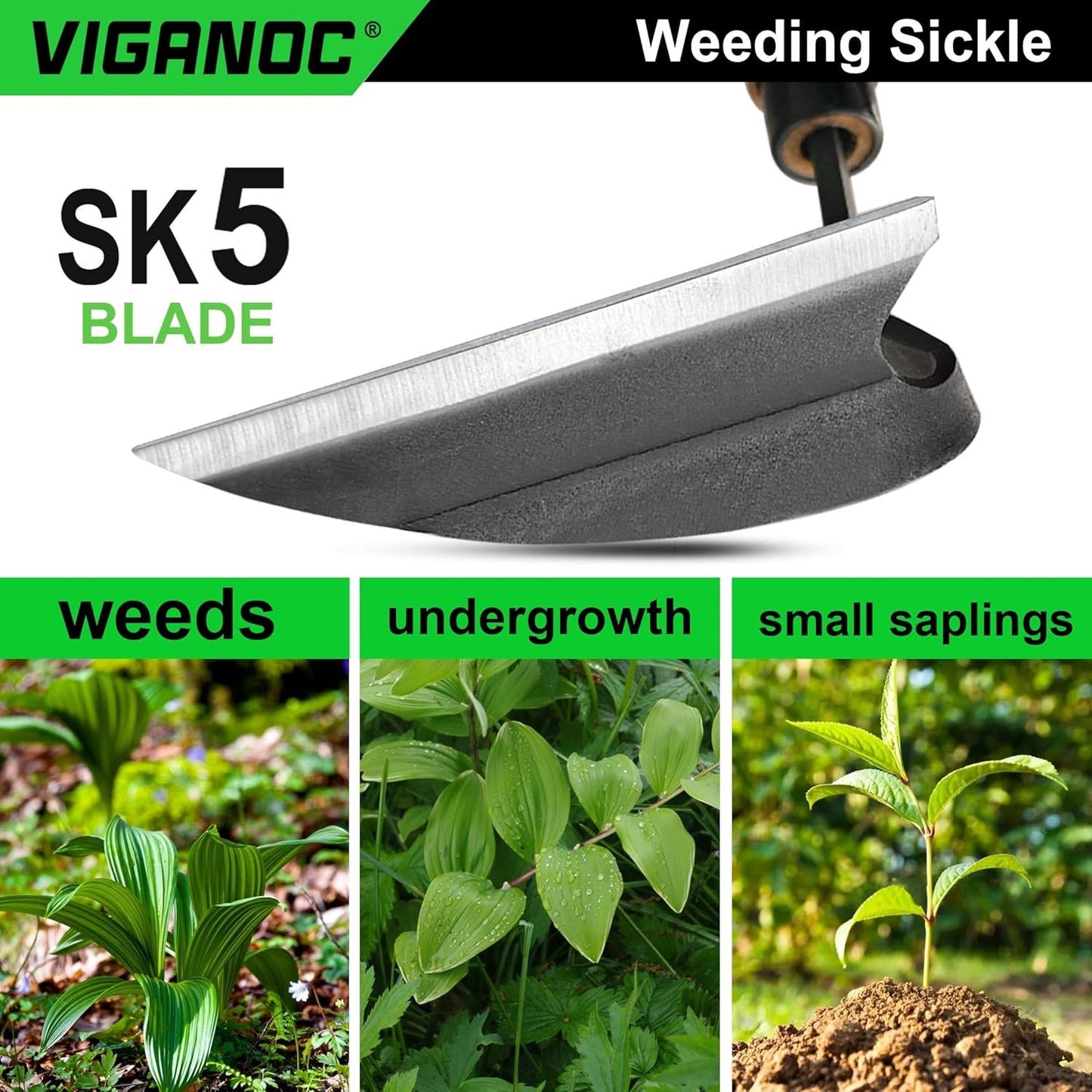 Japanese Wide Blade Garden Tool - Premium Quality Hand Hoes/Weeding Sickle is Very Sharp for Quick Work