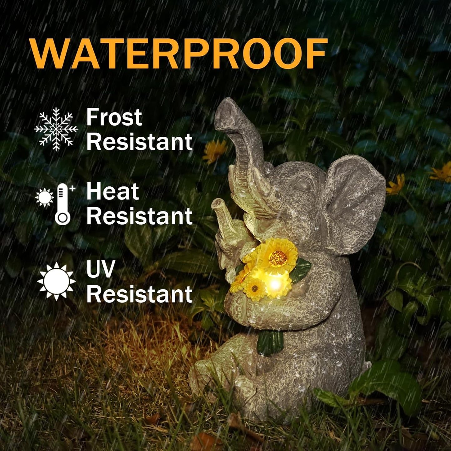 Elephant Gifts for Women, Solor Statue for Garden, Elephant and Sunflower Figurine with Lights, Outdoor Decorations for Yard Lawn Patio, Gifts for Mom Grandma Mother in Law Gardener Mother'Day