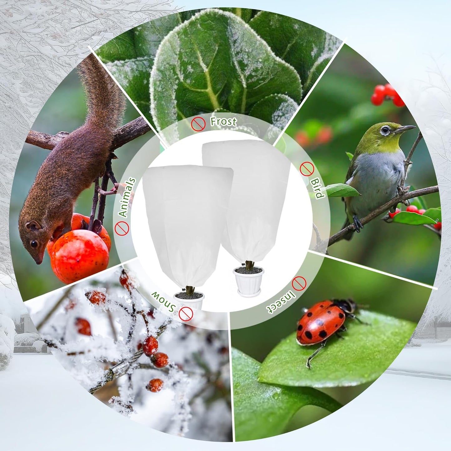 4 Pack Plant Covers Freeze Protection for Winter, 47.2"×31.5" Frost Cloths for Outdoor Plants Cold Weather Blankets with Drawstrings