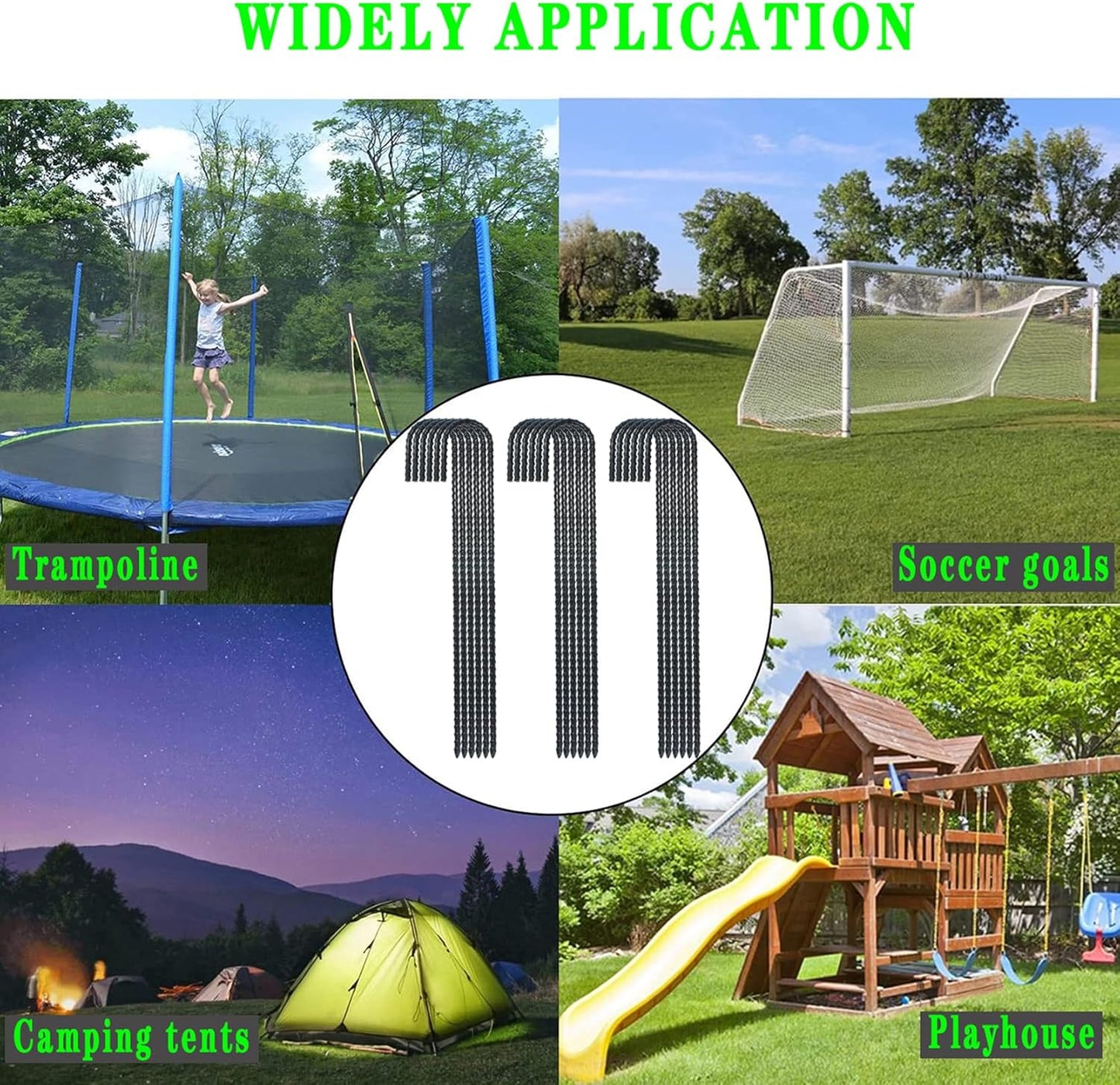 16 Inch Ground Rebar Stakes, J Hook Extra Heavy Duty Rust Proof Coated Steel Ground Anchors with Chisel Point End for Camping Tent and Canopy Tent (8)