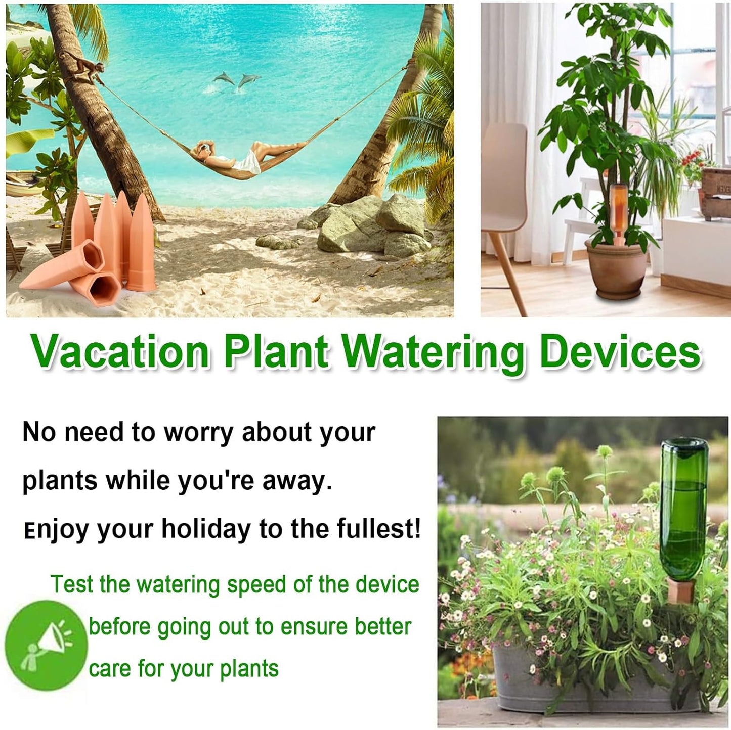 REMIAWY Plant Watering Stakes 6 Pack Automatic Plant Waterers for Vacations, Terracotta Self Watering Spikes for Wine Bottles Indoor & Outdoor Plants