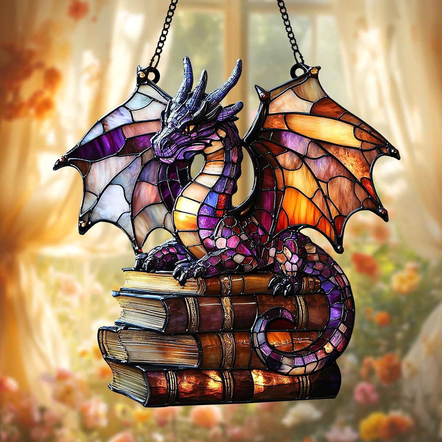 Fantasy Dragon Acrylic Suncatcher Window Hanging Dragon Lover Gift Book Lover Gift Fantasy Decor