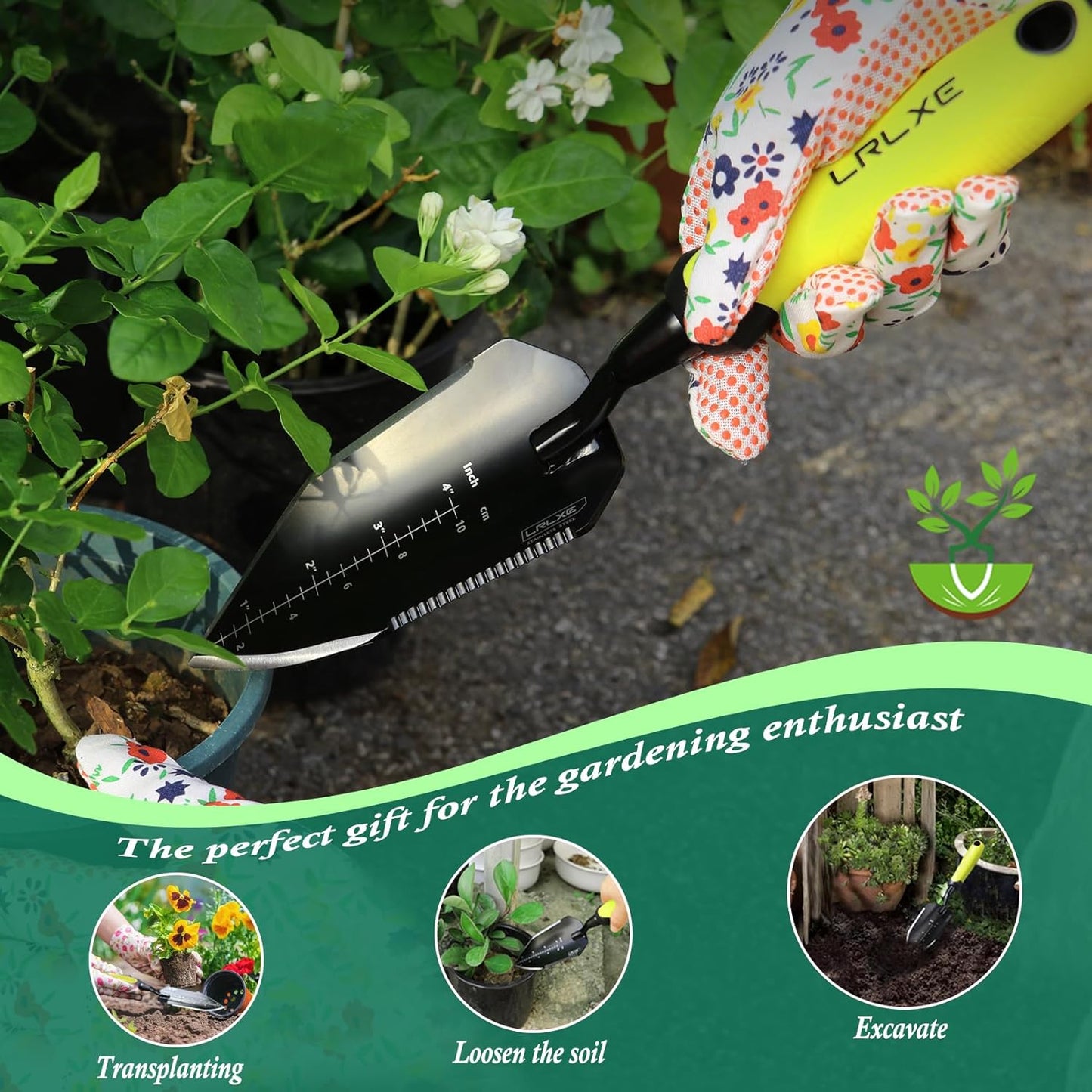 Garden Shovel-Heavy Duty Gardening Hand Trowel, Stainless Steel Garden Trowel with Rubberized Handle, Garden Tool for Soil Planting Digging Transplanting(Hand Trowel) (Yellow Handle)