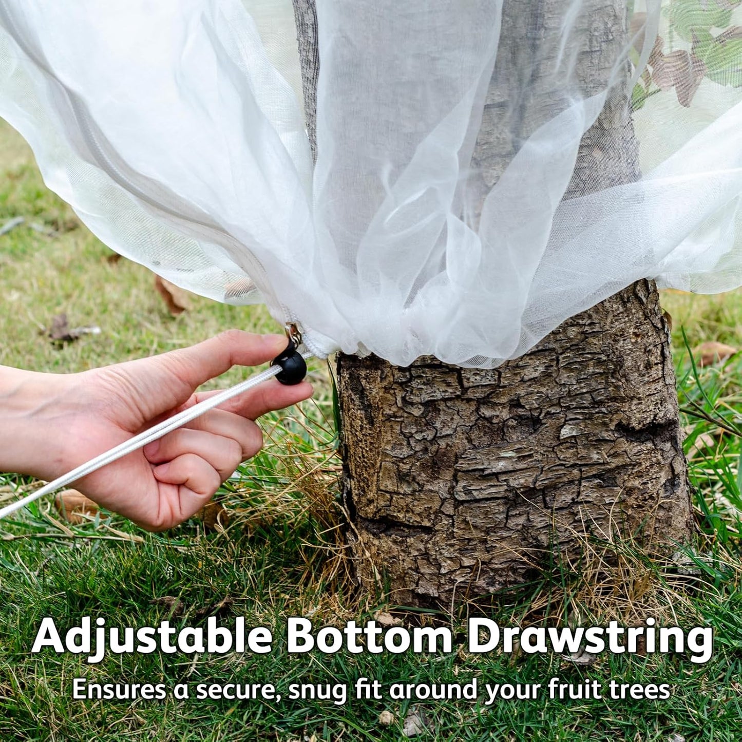 JOJOLEE Fruit Tree Netting for Garden Protection, 1Pc 7.8 x 7.8FT Insect Bird Nettings with Zipper and Drawstring, Plant Cover Mesh Net Bags for Blueberry Bushes, Tomatoes, Flowers