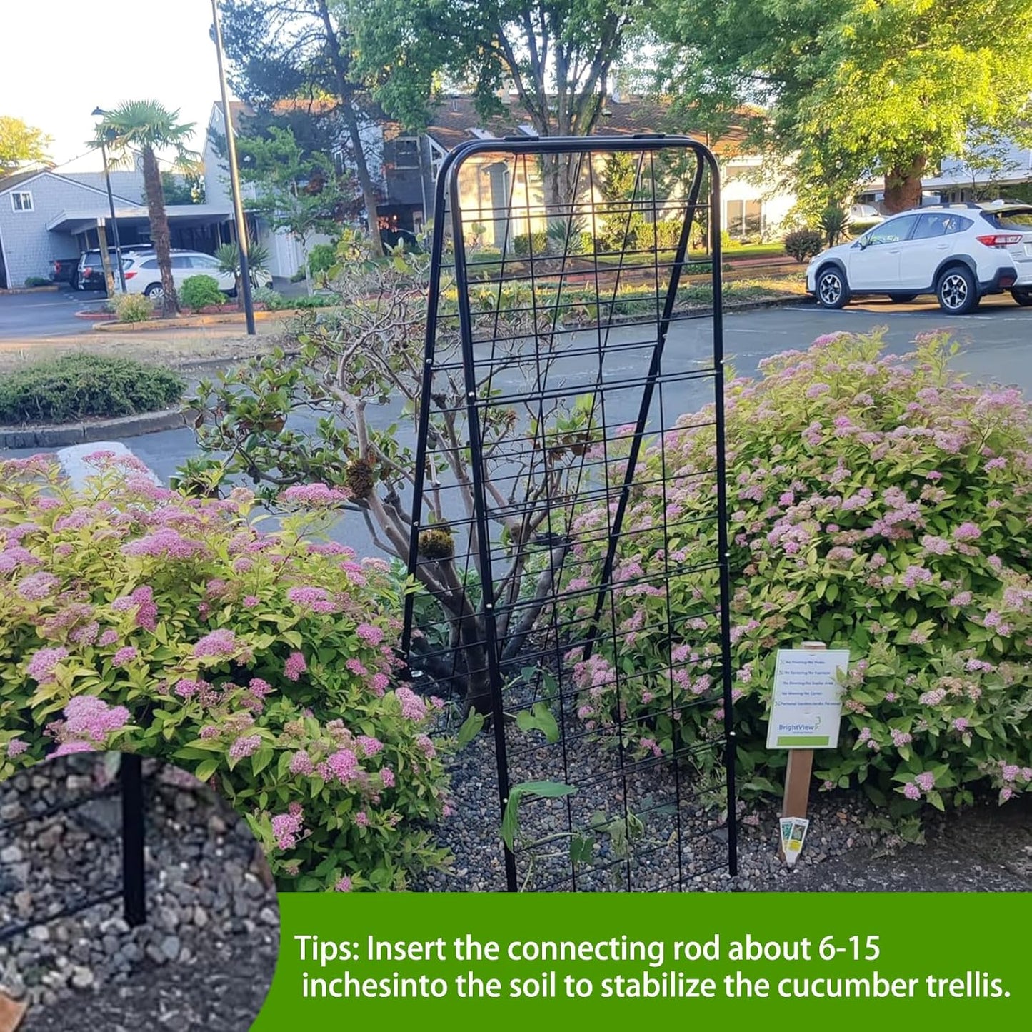 Heavy Duty 50"x17" Adjustable A-Frame Trellis for Climbing Plants – Rust-Proof Metal Garden Trellis with Dense Grid Design, Perfect for Raised Beds, Tomatoes, Cucumbers & Outdoor Vines (Black, 1 Pcs)