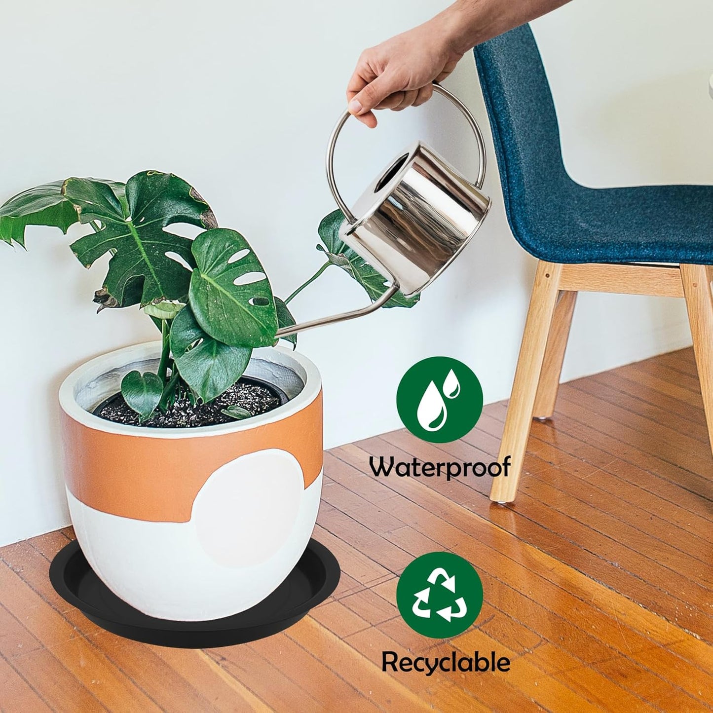 4 Pack 14 Inch Round Plant Saucers for Less 11.8 Inch Pot Indoors Outdoors Plant Trays for Pots Planter Saucer Plastic Plant Drip Tray Planter Water Tray for Potted Plants(Black, 13.8"(4pcs))