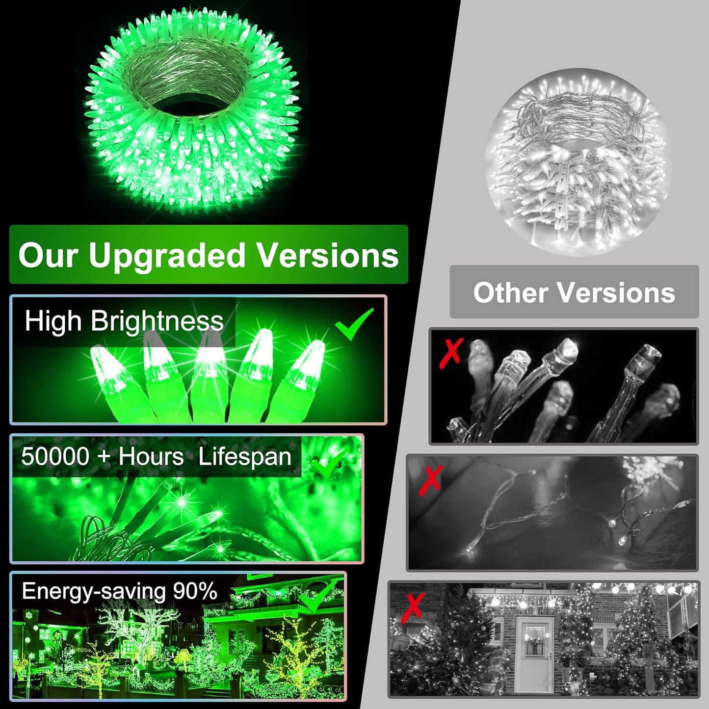 350LED Christmas Lights Indoor Outdoor, 90ft 12 Modes Green LED String Lights with Timer Dimmable, Waterproof Christmas Tree Lights for Xmas Patio Yard Fence Balcony Garden Party Decor Green