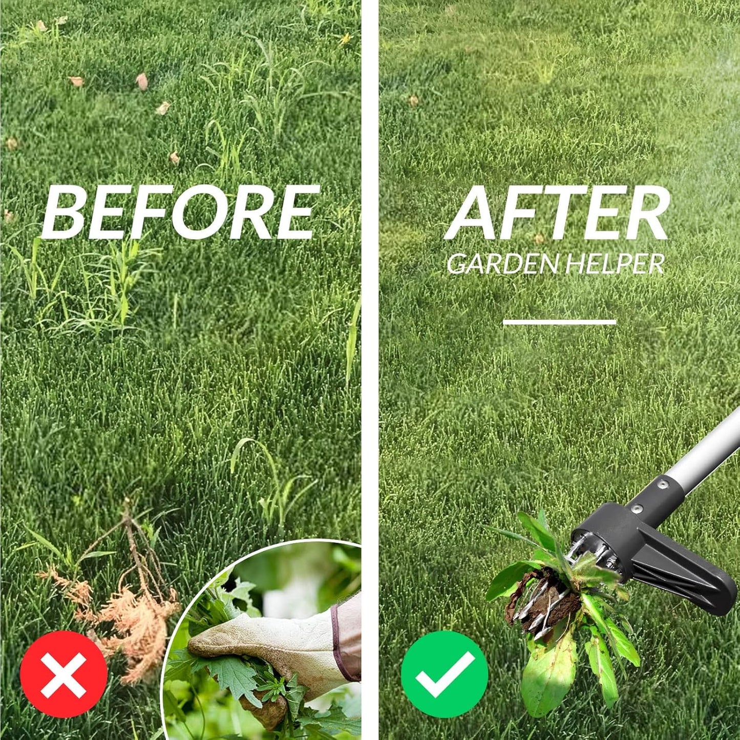 Walensee Upgraded Weed Puller, Stand Up Weeder Hand Tool, Long Handle Garden Weeding Tool with 5 Claws, Hound Weed Puller for Dandelion, Standup Weed Root Pulling Tool and Picker, Grabber (1 Pack)