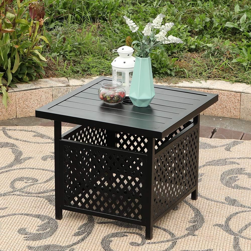 PHI VILLA Outdoor Patio Umbrella Side Table Base Stand with 1.57" Umbrella Hole for Garden,Pool Deck - Black