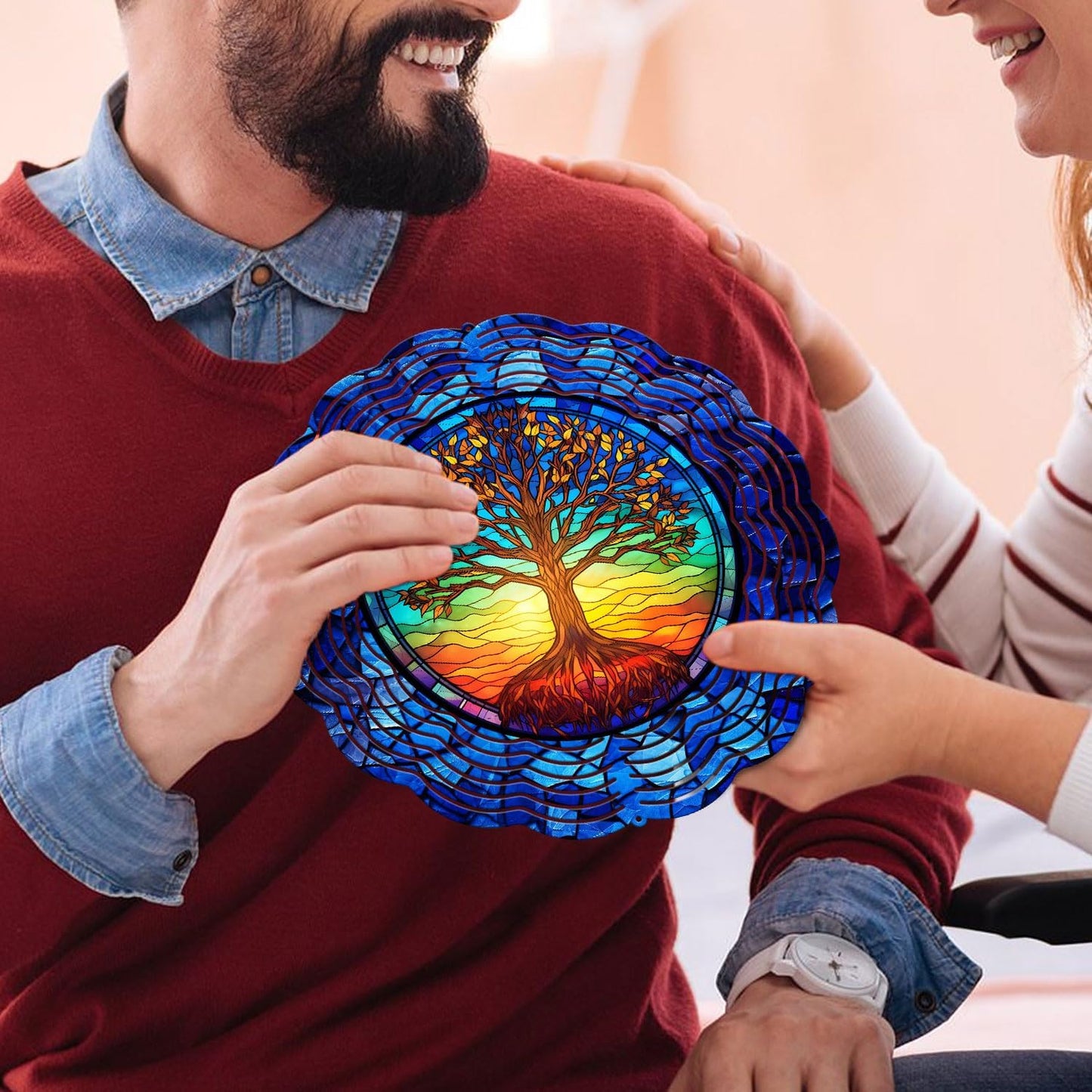 Tree of Life Yard and Garden Wind Spinner, Unique 3D Hanging Tree of Life Wind Spinner