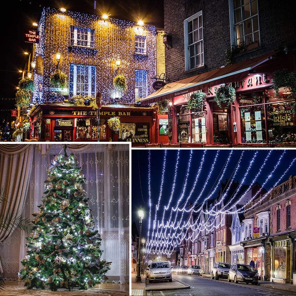 Solar String Lights Outdoor, 200LED 72Ft 8 Modes Outside Lights Solar Christmas Lights Waterproof Starry Fairy Lights Ambiance Lighting for Patio Garden Wedding Party Christmas Decor (White)