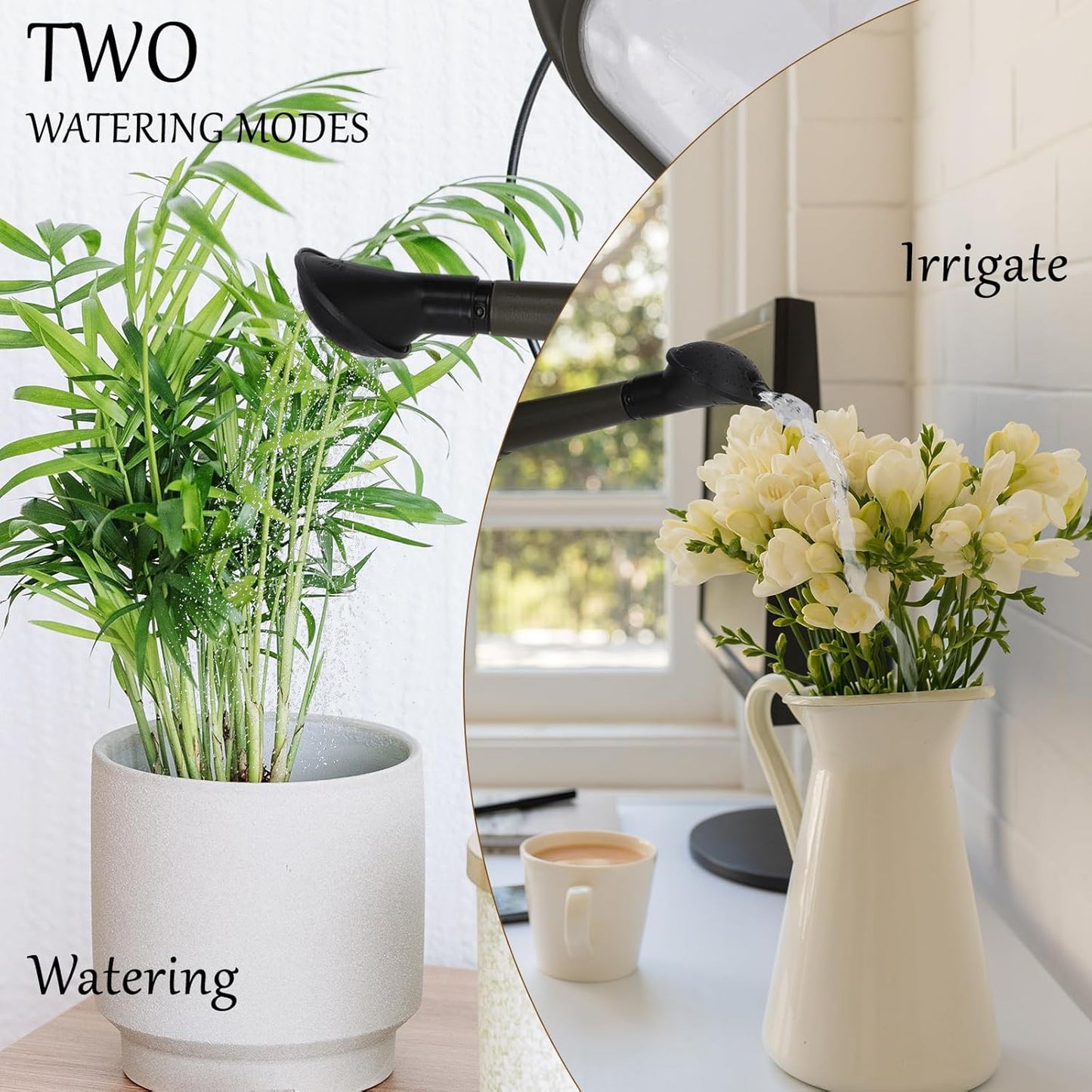 Foldable Watering Can 0.8 Gallon Transparent Plastic with Long Spout & Ergonomic Handle, Compact for Indoor Outdoor Plants (Army Green)