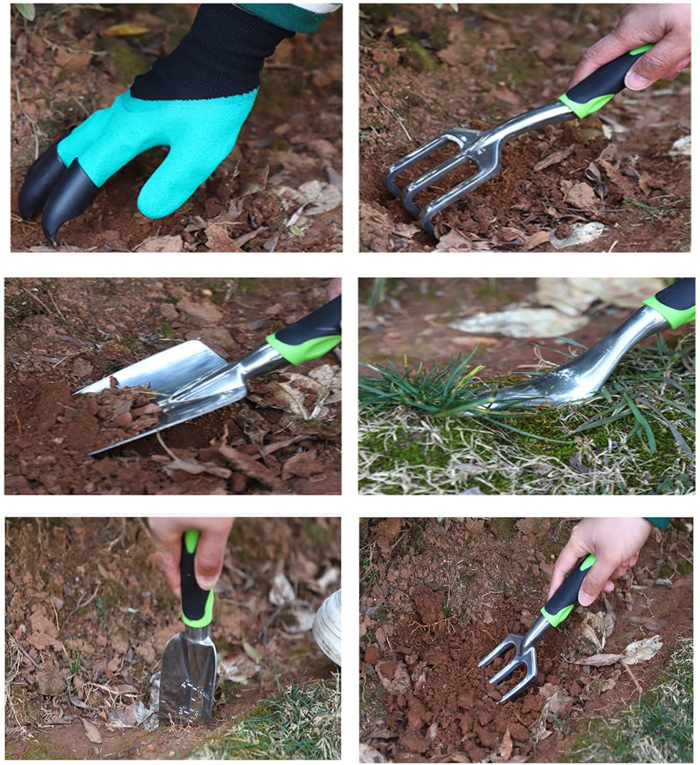 Garden Tool Set, 8 Pcs Heavy Duty Aluminum Rustproof Gardening Hand Tools,with Non-Slip Rubber Grip,Durable Storage Tote Bag,Outdoor Hand Tools, Idea for Transplanting, Weeding, Digging and Planting