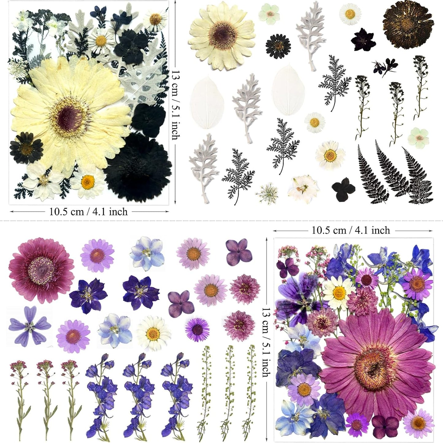 106Pcs Big Dried Pressed Flowers for Resin, Assorted Real Natural Bulk Dry Floral Leaves for DIY Art Crafts, Epoxy Molds, Jewelry, Soap, Candle Making, Nails Decors