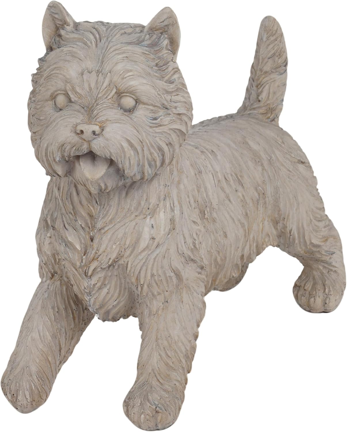 Cynkeyee Dog Garden Statue Outdoor - Decorative Cairn Puppy Sculpture Resin West Highland White Terrier Statues Standing Pose Life Size Home Yard Decor 15x6x14 inches