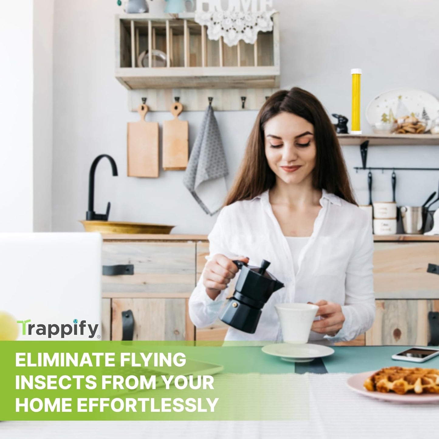 Trappify Hanging Fly Traps Outdoor: Fruit Fly Traps for Indoors | Gnat Trap | Gnat Traps for House Indoor | Fly Trap Indoor - Disposable Sticky Fly Trap for Indoor House Pest Control (2 Pack)