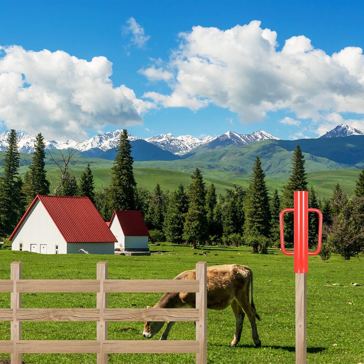 Gtongoko 12LB T Post Driver with Handles Heavy Duty Fence Post Driver Post Pounder for T-Posts,U Channel,Metal Post and Sign Post Pole Driver Tool,17 Inch Red