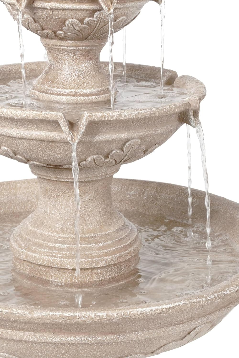 Stafford 48" High Large Traditional Italian Indoor Outdoor Decor Faux Stone Floor Fountain Waterfall 3-Tier Standing Basin Water Feature for Outside Garden Patio Yard Backyard Porch - John Timberland
