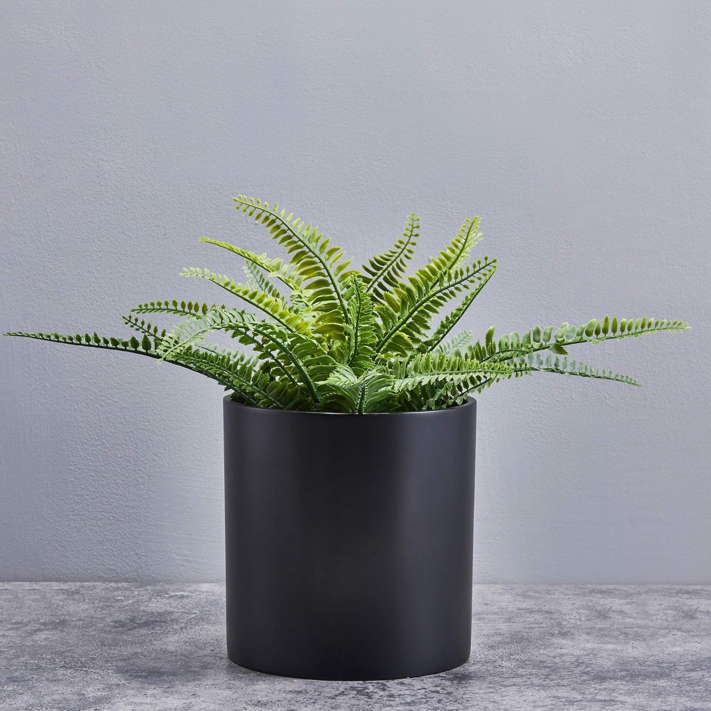 FaithLand Plant Pot 8 inch - Perfectly Fits Mid-Century Modern Plant Stand - Drainage Plug - Matte Black