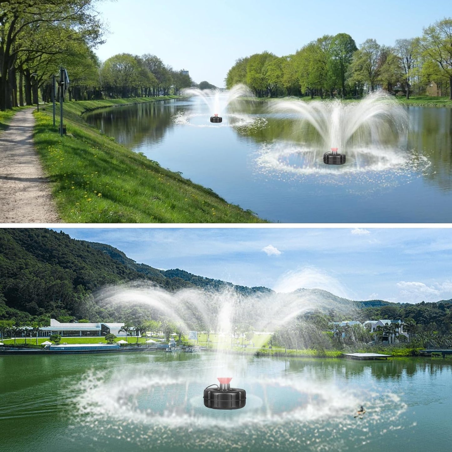 15000 GPH Pond Fountain Aerator, Fully Automatic 1HP 750W 110V Stainless Steel Floating Fountain and Water Pond Aerator Fit for Outdoor Large Ponds and Lake Jet System with 100 FT Power Cord & Timer