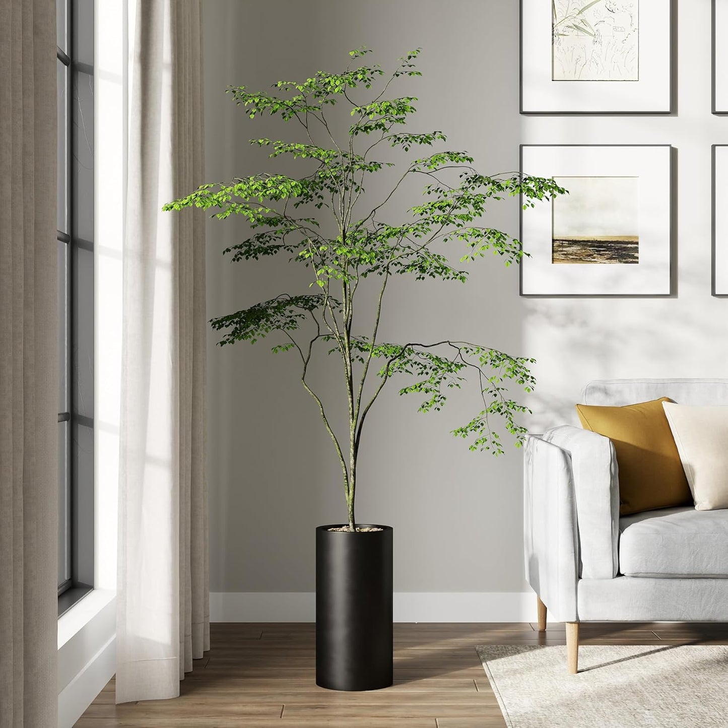 DTY Signature Mount Oxford Tall Outdoor Planter - Small Black 15.7 Inch Height Modern Tall Planter Pot for Indoor & Outdoor Spaces - Stylish Planter for Contemporary Homes and Gardens