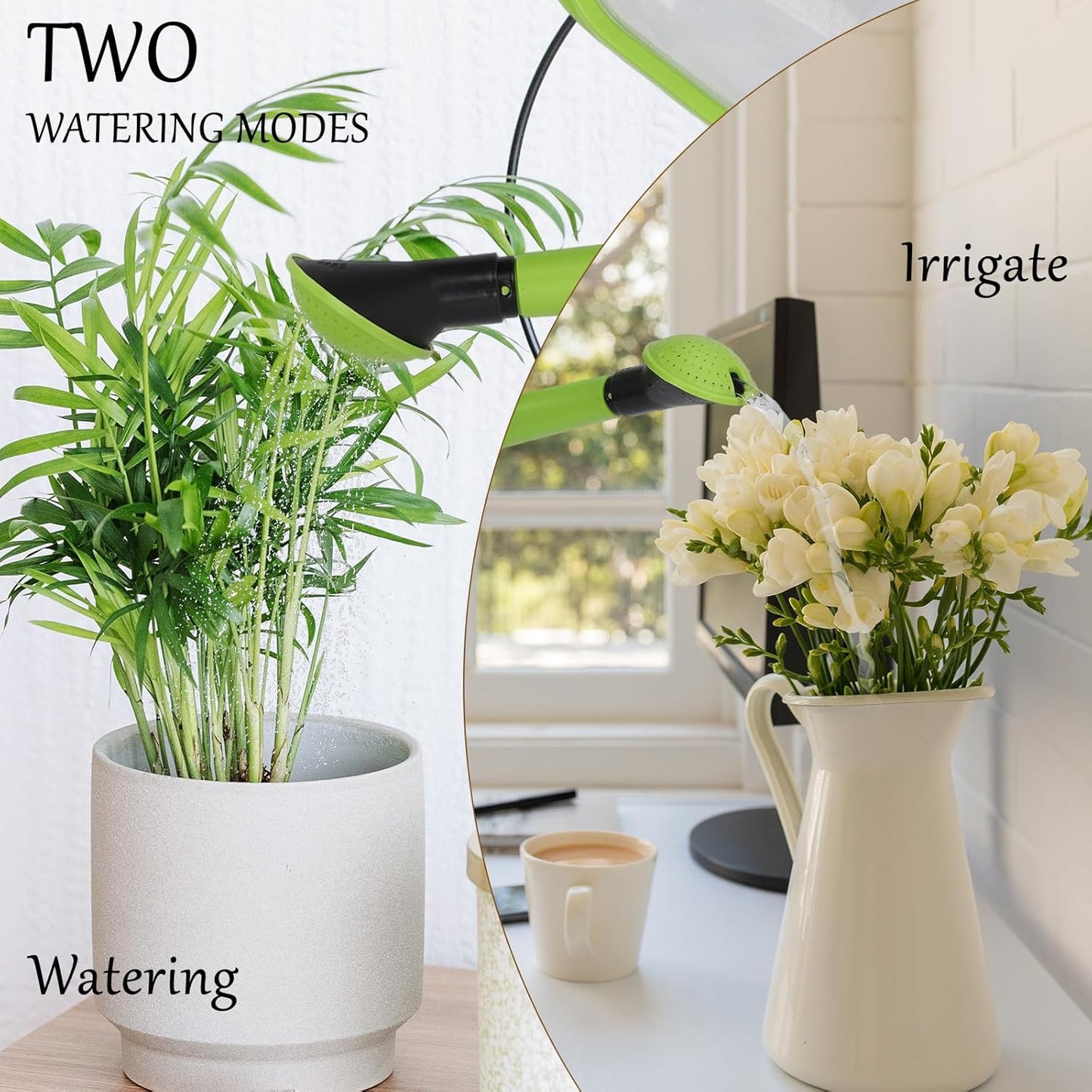 Foldable Watering Can 0.8 Gallon Transparent Plastic with Long Spout & Ergonomic Handle, Compact for Indoor Outdoor Plants(Green)