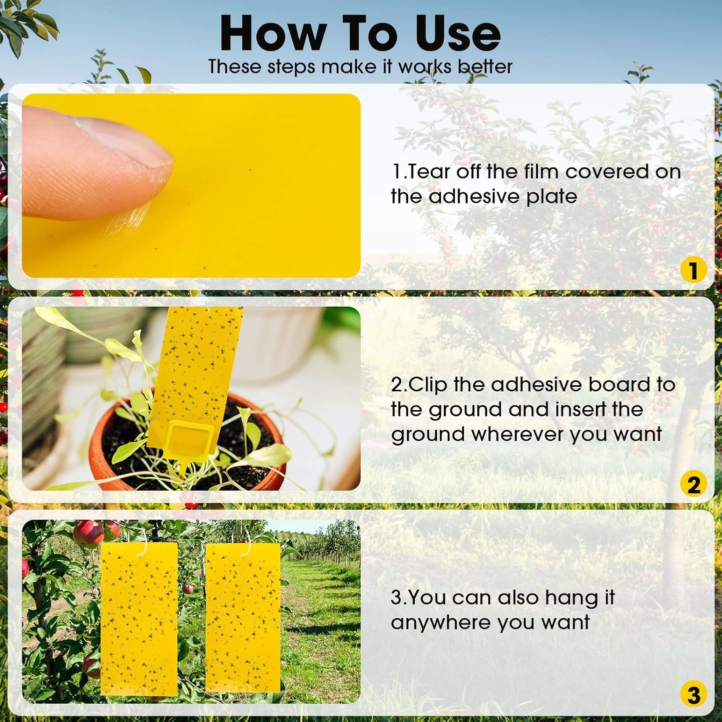 550 Pcs 7.9 x 4 Inch Sticky Traps for Plant Gnats Double Sided Sticky Traps with Twist Ties for Flying Killer Insect Indoor Outdoor Fungus Gnats, Whiteflies, Aphids (Yellow)