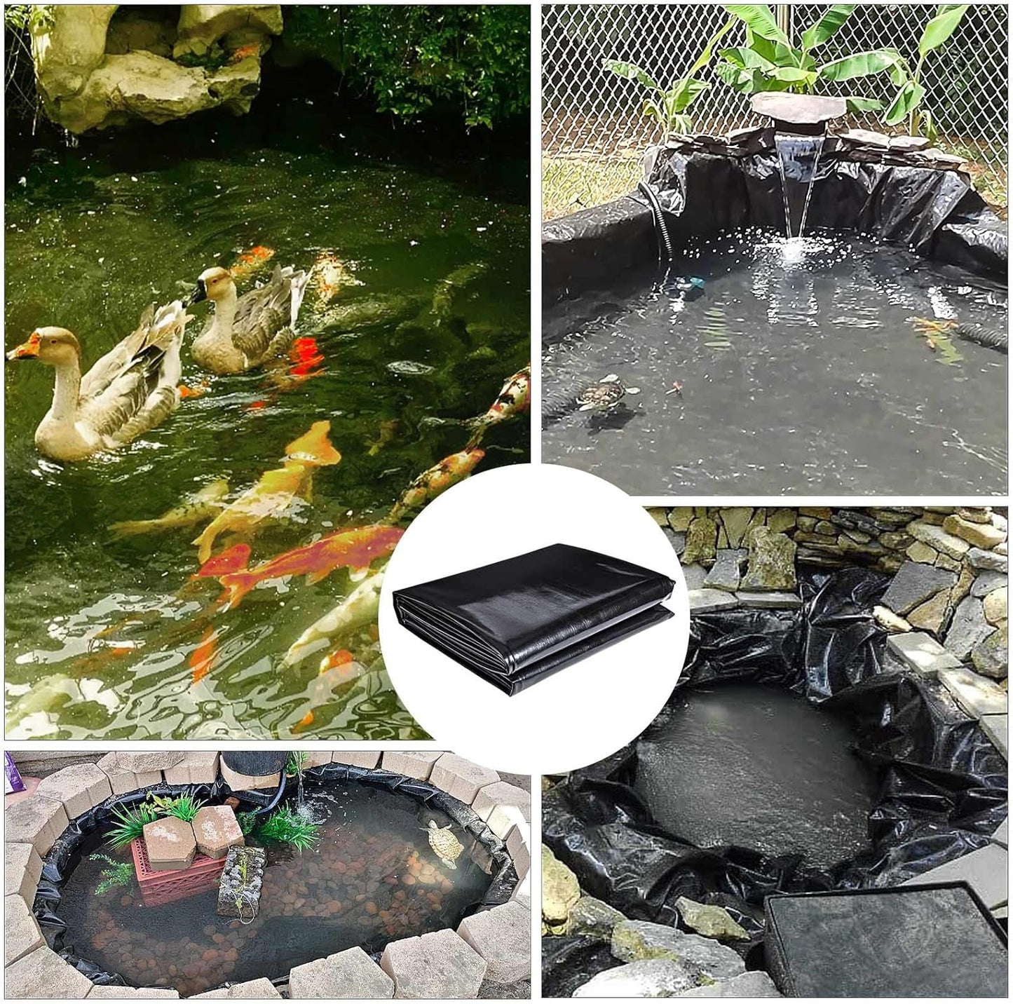 ToLanbbt Pond Liner 7 x 10 Ft, 20 Mil HDPE UV Resistant Preformed Pond Liner Easy Cutting, Underlayment for Fountain, Waterfall, Koi Pondsand Water Garden (Black)