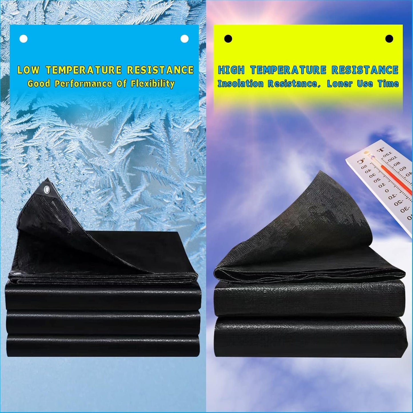 30X30FT Reinforced PE Pond Liner, 28Mil Thickness Pond Liners for Outdoor Ponds, Hemmed Edge with Buttonholes Liners for KOI/Fish, Duck Pond and Waterscape.