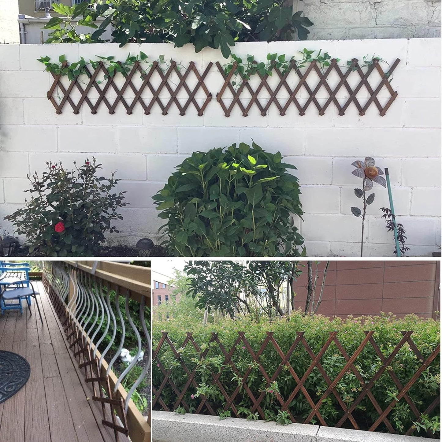 2Pack Expandable Wooden Lattice Wall,Plant Garden Trellis for Climbing Plants Outdoor, Plant Vertical Rack Wall Decor Indoor