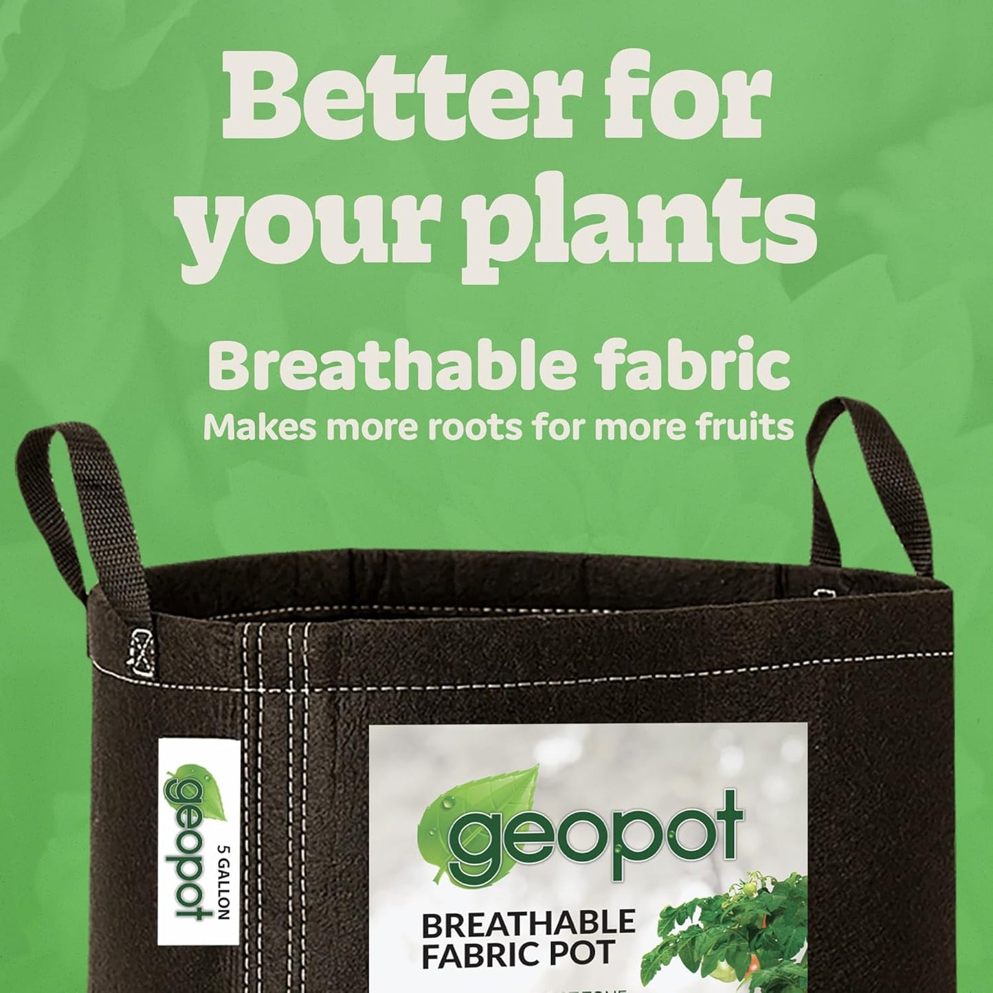 5 Gallon Fabric Grow Bags with Handles for Vegetables, Houseplants, Herbs & Flowers | 10-Pack | Fabric Pots for Outdoors and Indoors, Aerated Fabric Grow Bags