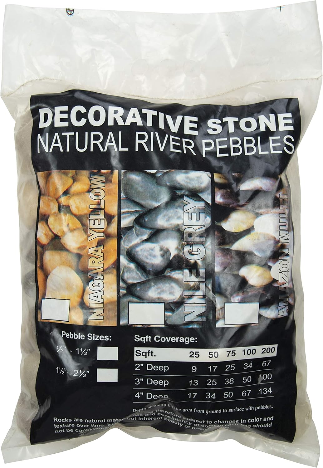 MSI Nile Decorative Polished Gray Pebbles, 1.2 inch - 2.4 inch, 40 lb. Bag (55 Bags/Pallet)