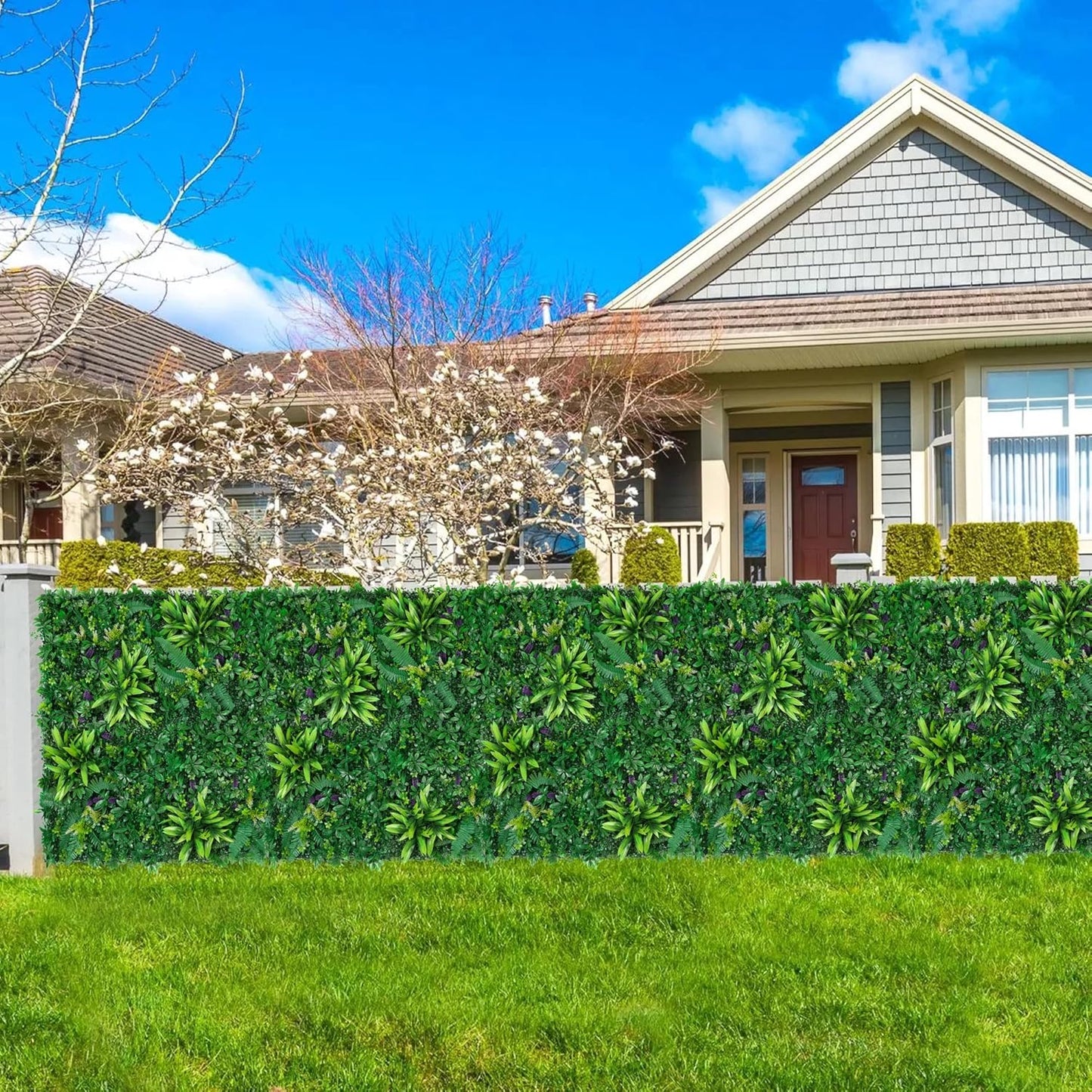 Artificial Boxwood Panels, Grass Wall Panels 20"x20"(6pcs), Privacy Hedge Fence Screen with UV Protection, Fake Greenery Backdrop for Indoor Wedding and Outdoor Garden Backyard