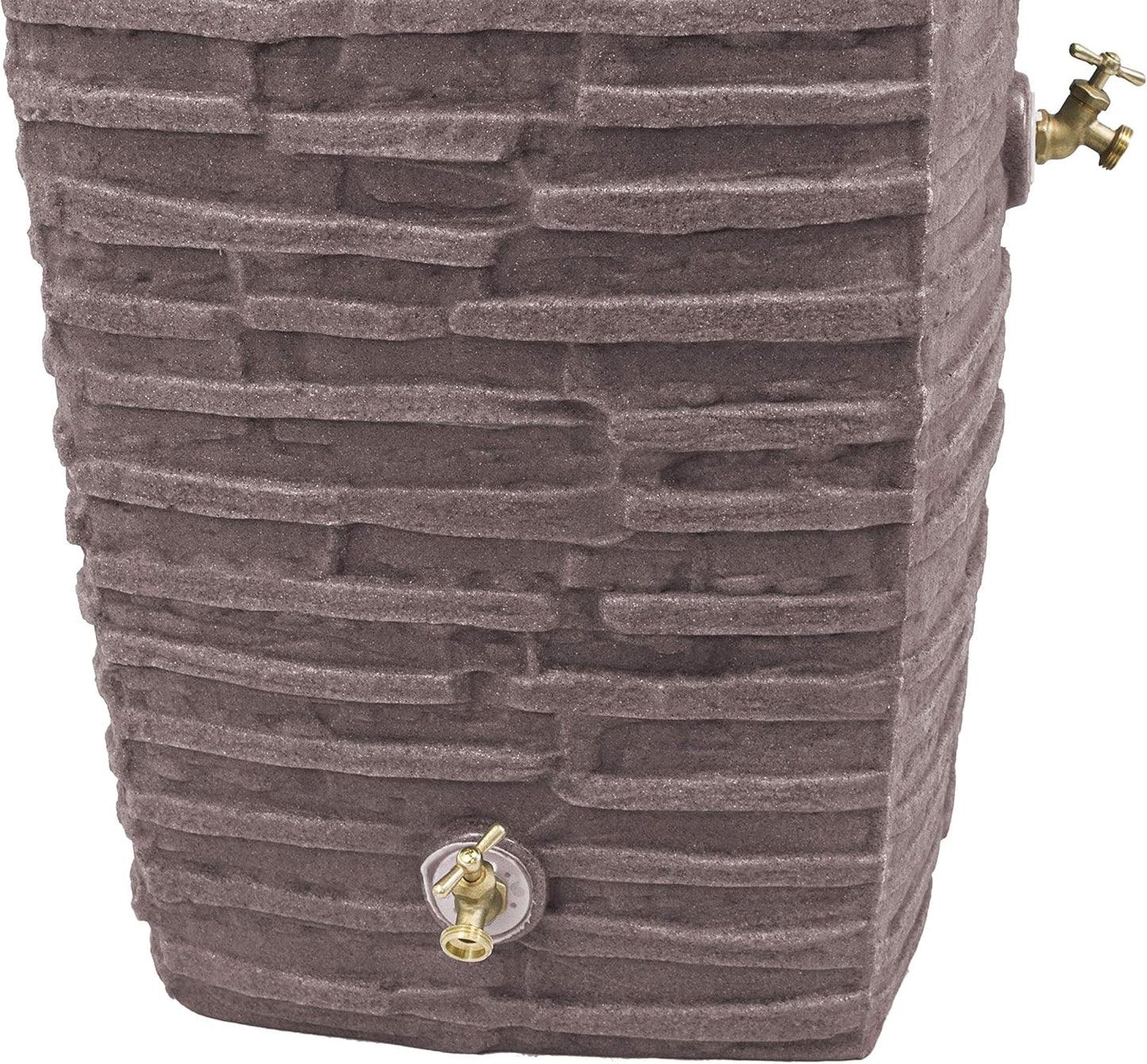 Good Ideas Impressions Riverwalk Rain Water Collection Barrel, Red Brick, 50 Gallon - Faux Slate Rock Rainwater Catcher, Plastic Storage Drum with Dual Robust Metal Spigots & Fine Mesh Screen