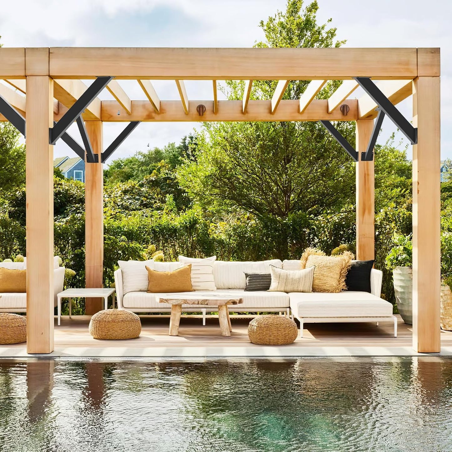 45 Degree Angle Support Brackets, 45° Heavy Duty Connector Brace Bracket Kit for Wooden Structures Support for Gazebos, Tree Houses, Cabins and Patios DIY Kit (8pcs)