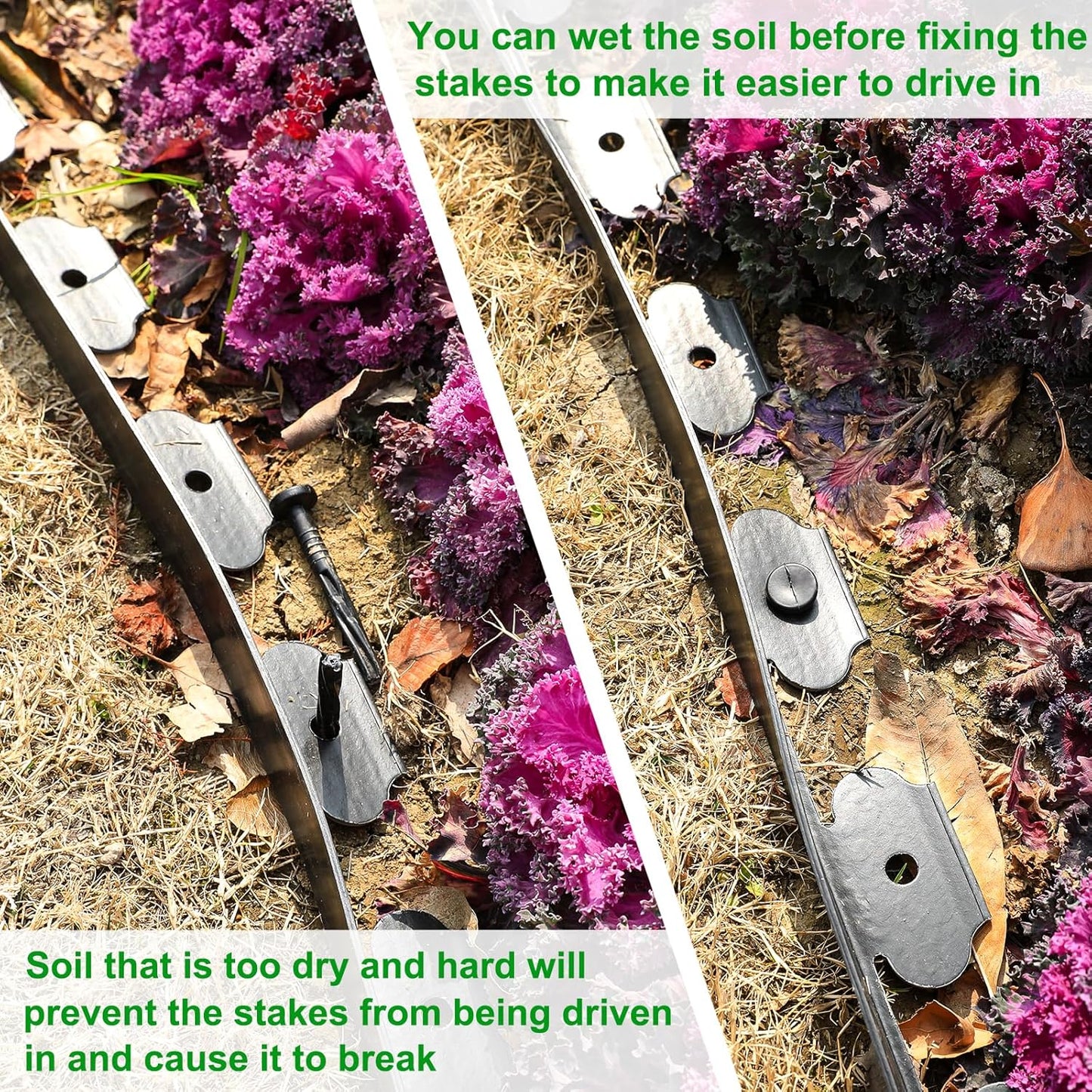 1.5 Inch Garden Edging Border 100FT, Plastic Edging for Landscaping with 90pcs Spikes