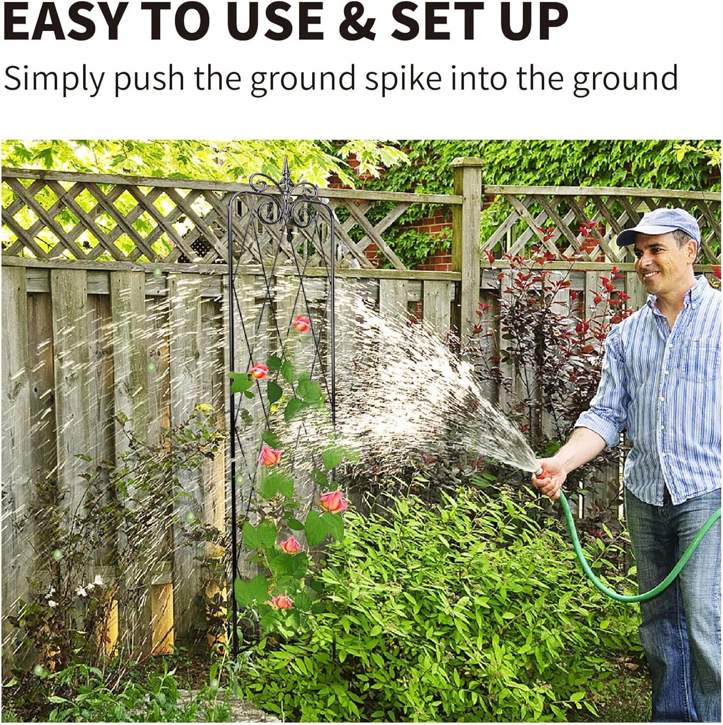 2 Pack 71" H x15 W Trellis,Black Garden Trellis for Climbing Plants Outdoor Metal Frame Sturdy Trellis for Rose