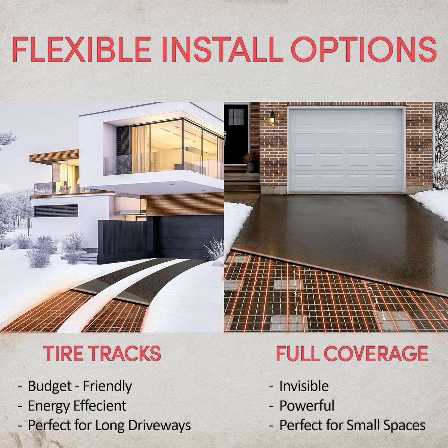 Electric Snow and Ice Melting Underground Cable 428 feet, Covers 142 sqft at up to 38 Watts/sqft, 240V – Radiant Heated Driveways, Walkways, Stairs – Installs Under Concrete, Asphalt, or Pavers