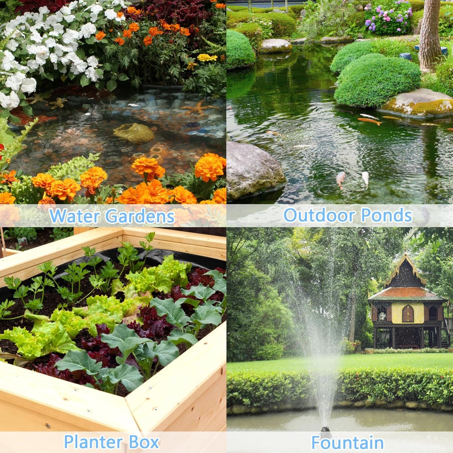 Reinforced PE Pond Liner 20 x 20 FT, 28 Mil Sun Resistant Preformed Pond Liner, Hemmed Edge with Buttonholes Liner for Outdoor Large Ponds, Fish/KOI/Duck Pond, Garden Waterfall, Waterscape, Black