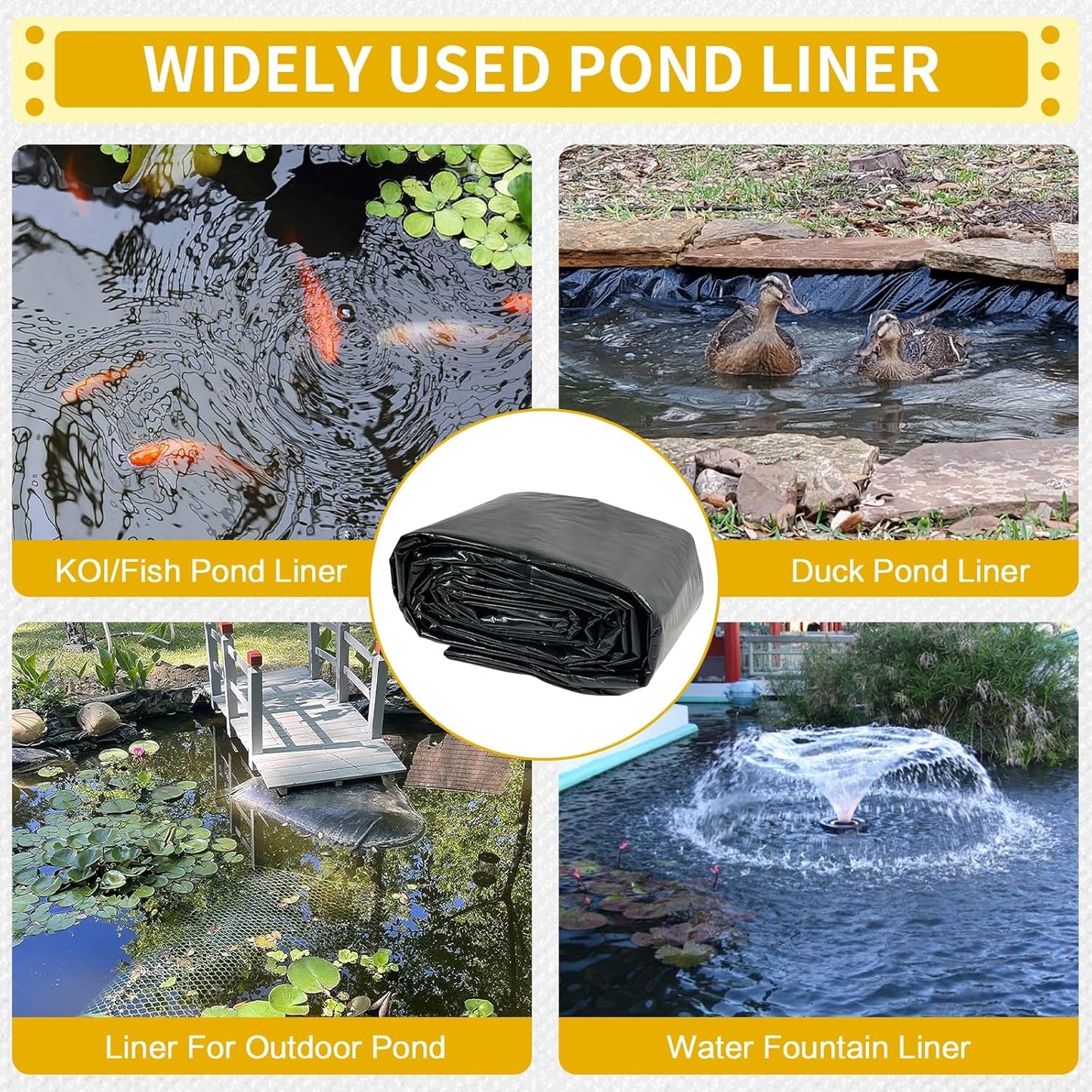 yeezoo 30X40FT Reinforced Large PE Pond Liner, KOI Pond Liners for Outdoor Ponds, Enhanced 5-Layer Structure Pond Liner for Fish, Duck, Garden Raised Bed and Waterscape Pond(0.82oz/sq ft Thickness)