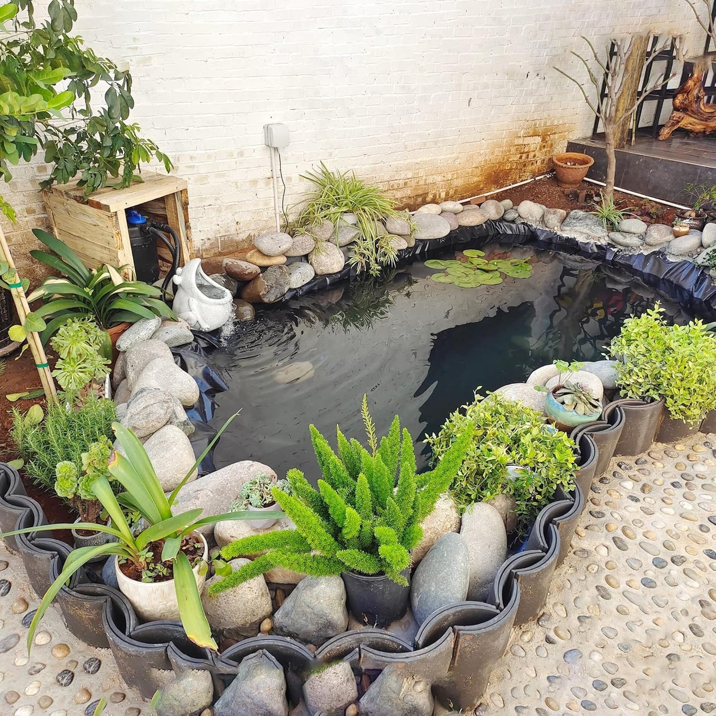 7 x 10 FT Pond Liner, 20 Mil Fish Pond HDPE Liner, Pond Liners for Outdoor Ponds, Koi Ponds, Garden Fountain, Waterfall