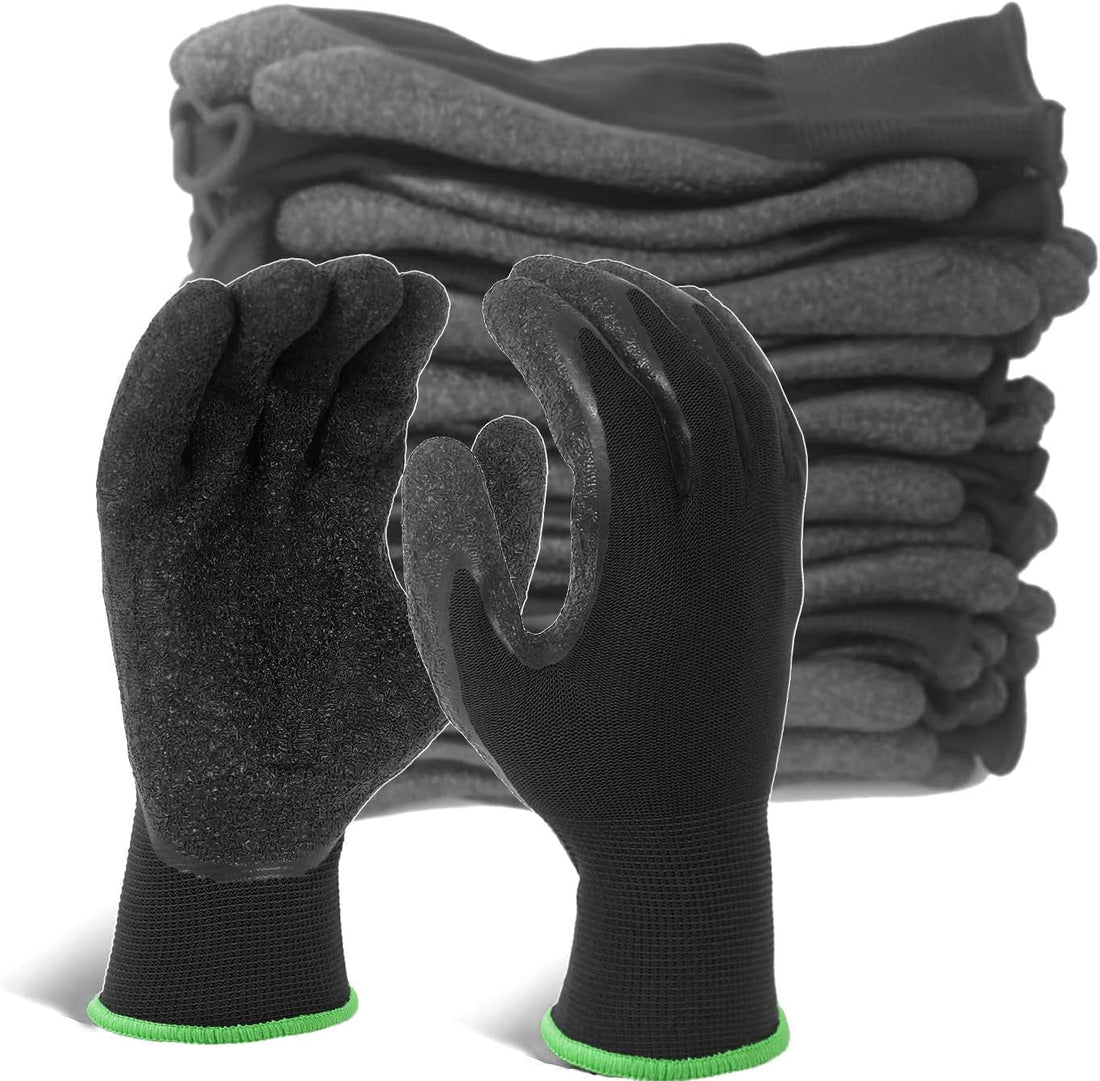 Top-Rated Crinkle Latex Safety Work Gloves for Construction, Warehouse, and Landscaping (12 Pairs, XL)