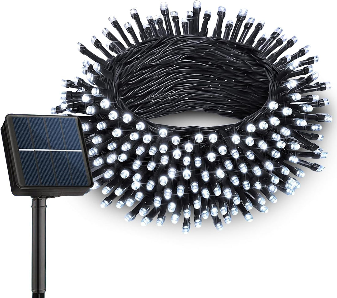 Solar String Lights Outdoor, 200LED 72Ft 8 Modes Outside Lights Solar Christmas Lights Waterproof Starry Fairy Lights Ambiance Lighting for Patio Garden Wedding Party Christmas Decor (White)