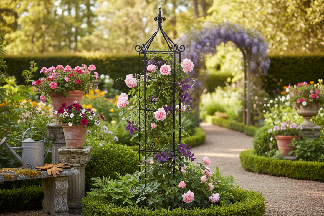 Transform Your Garden with a 6-Foot Metal Obelisk Trellis