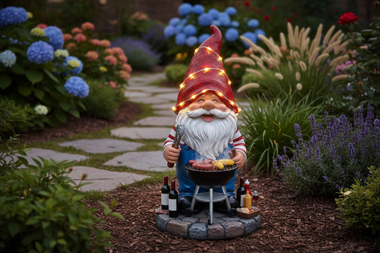 Add Whimsy and Light with Solar-Powered Garden Gnome Statues