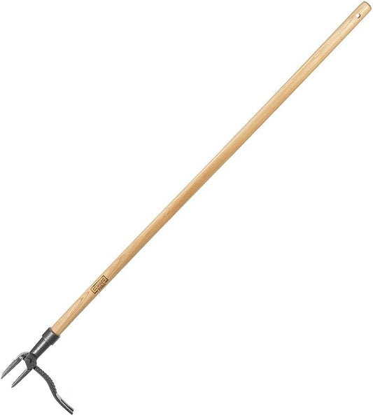 Edward Tools PullPro Long Handle Weed Puller Tool - 48" Classic Heavy Duty Hardwood Handle with 4 Claws Steel Head - Improved Stand Up Weed Remover Tool - Easy Stand Up Tool for Seniors