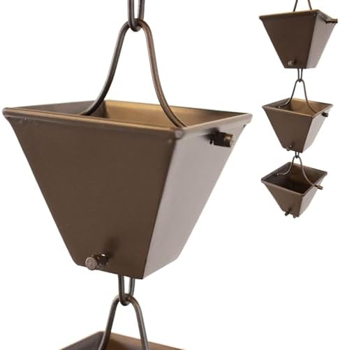 Nutshell Stores Medium Square Cups Rain Chain - Bronze - 17 Feet