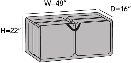 Covermates Cushion Storage Bag - Heavy-Duty Polyester, Weather Resistant, Water Resistant Zipper, Cover Accessories, 48Wx 16D x 22H, Ripstop Grey